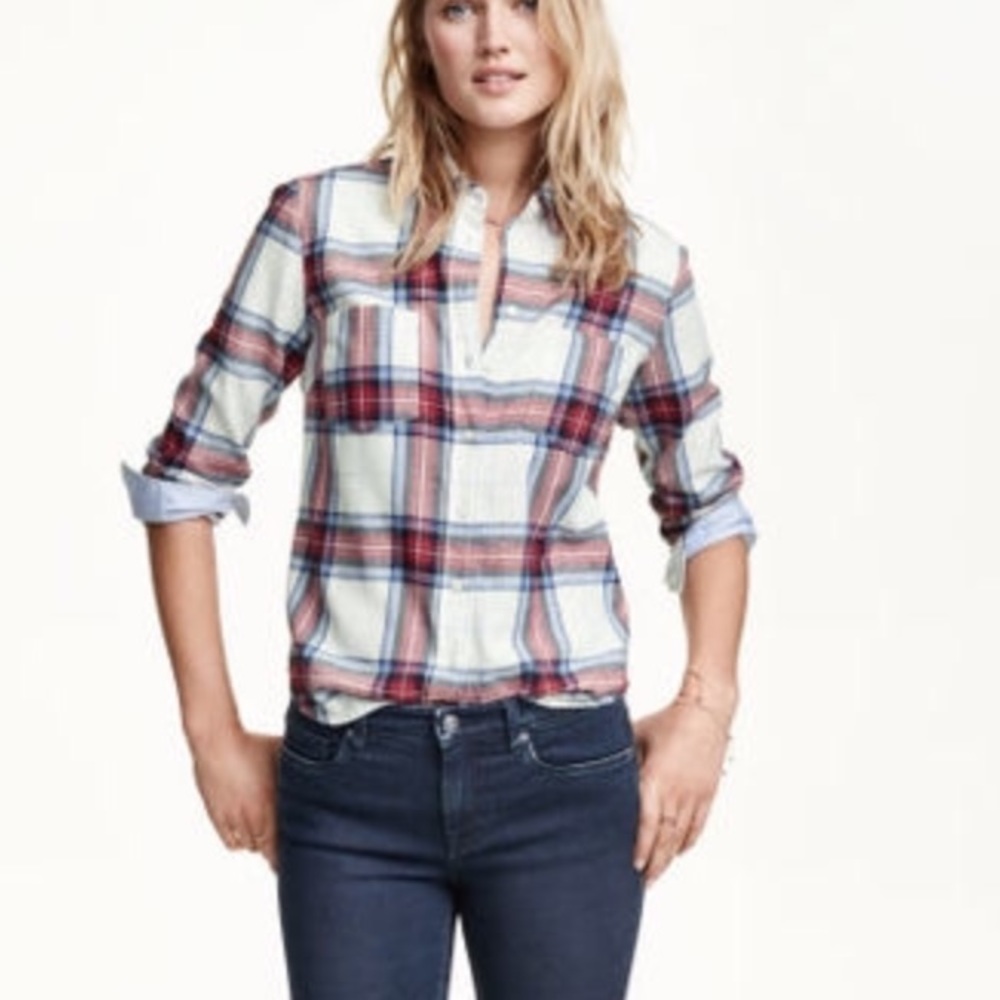 H&M red and white flannel